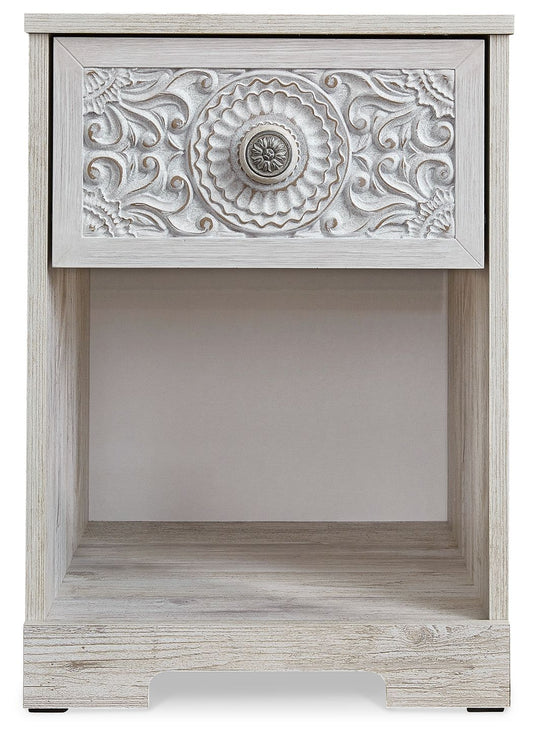 Paxberry - One Drawer Night Stand - Open Cubby - Whitewash by Ashley – view 2