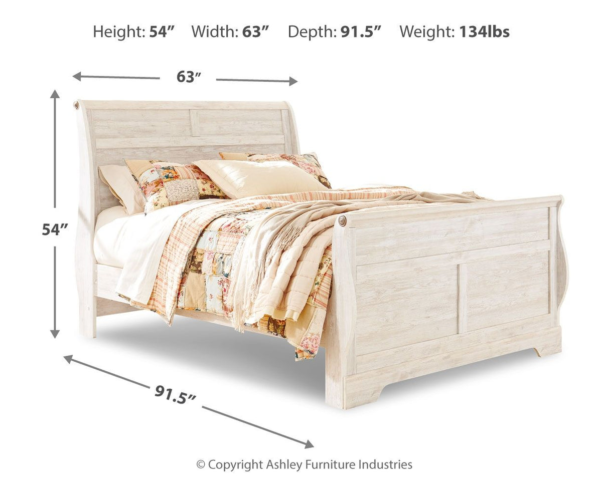 Willowton - Queen Sleigh Bed - Whitewash by Ashley – view 3