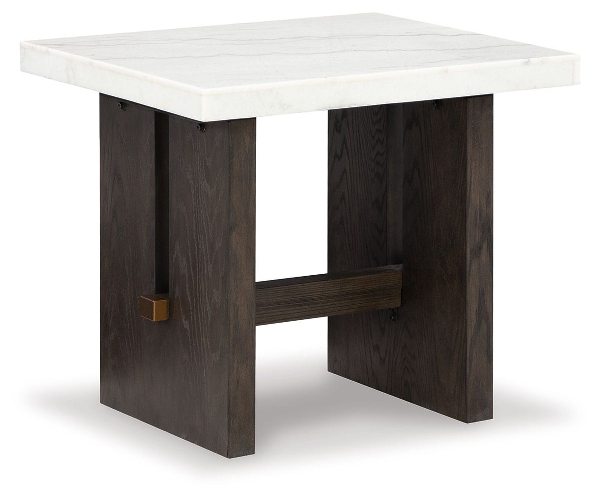 Burkhaus - Rectangular End Table - White / Dark Brown by Ashley – End Tables