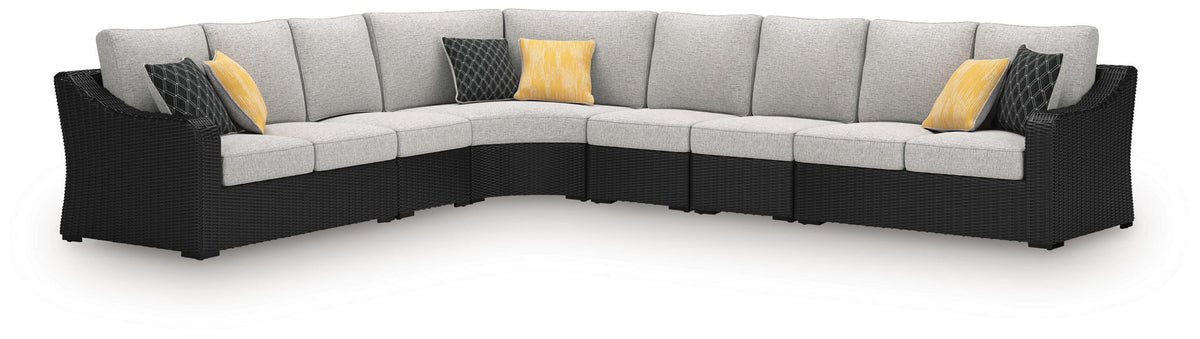 Beachcroft - 6-Piece Outdoor Sectional - Black / Light Gray by Ashley – Stationary Sectionals