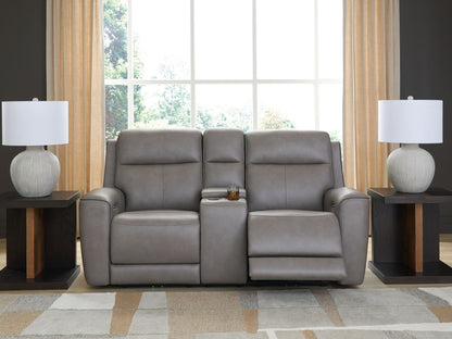 5Z-Comfort - Relaxation - Power Reclining Loveseat with Console / Adj Headrest by Ashley – view 6
