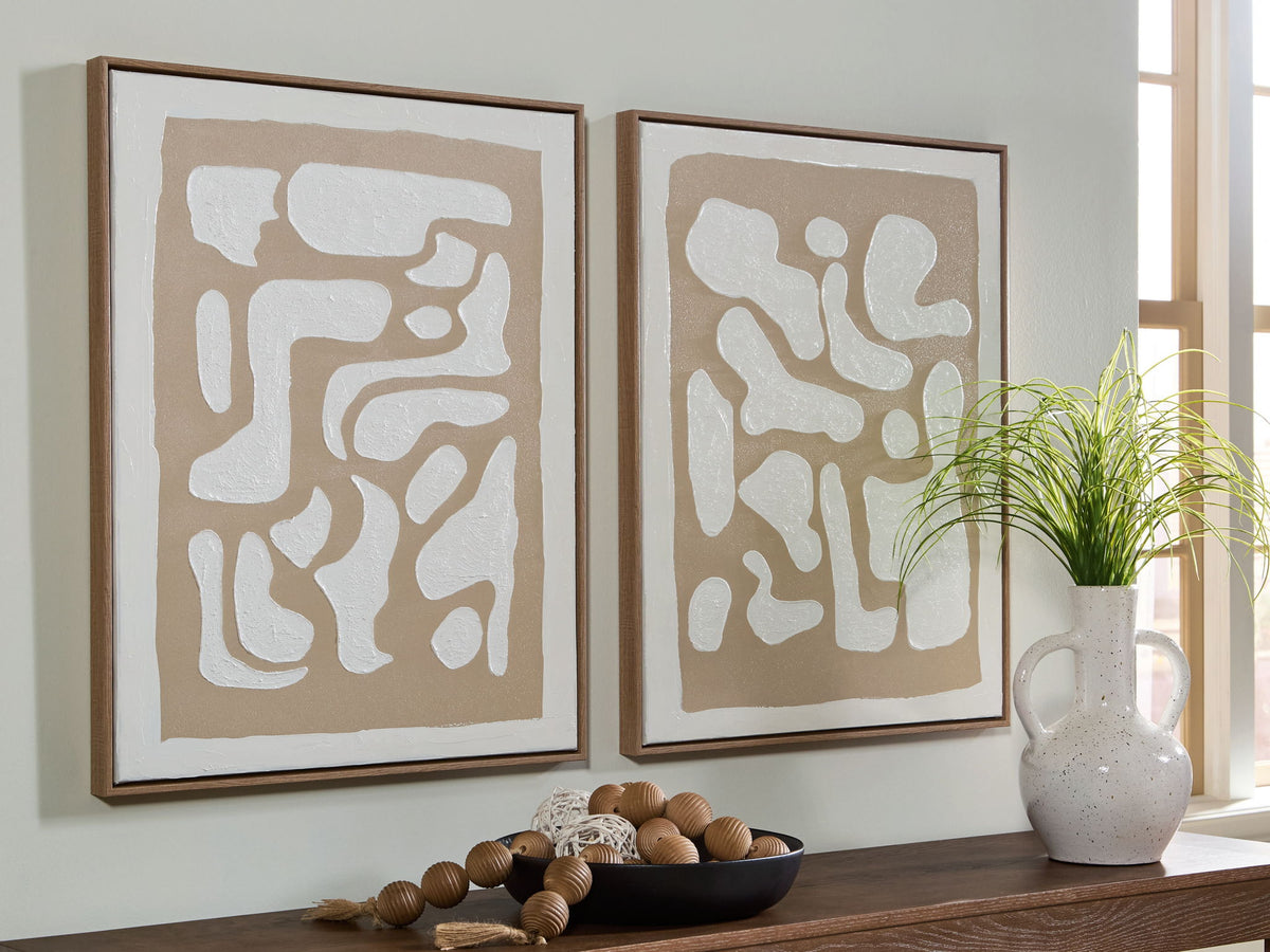 Waldett - Wall Art Set (Set of 2) - Beige / White by Ashley – view 2