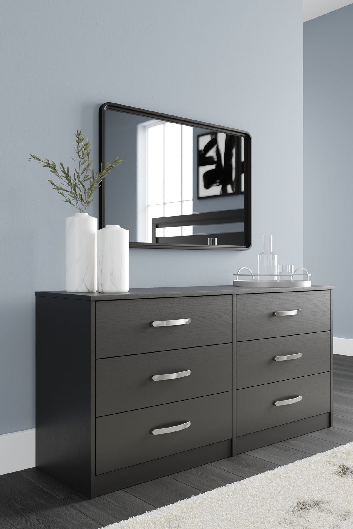 Finch - Six Drawer Dresser - 29'' Height - Black by Ashley – view 3