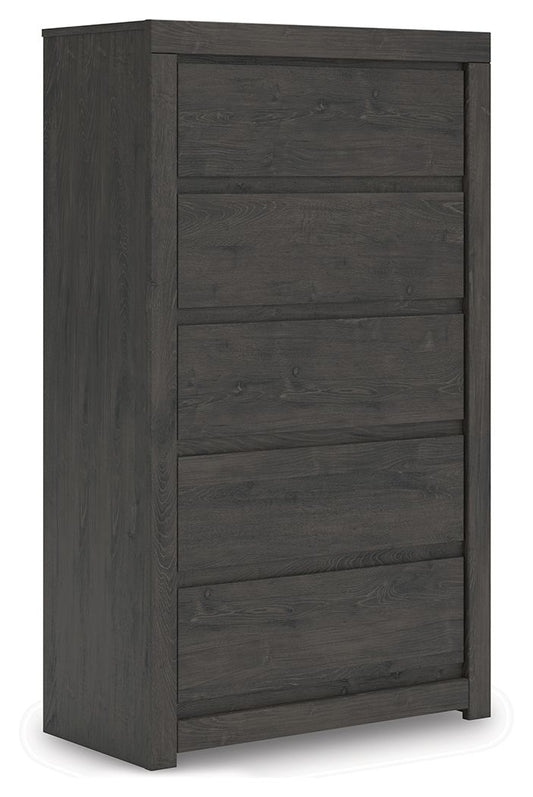 Fraluna - Five Drawer Chest - Charcoal by Ashley – Accent Chests
