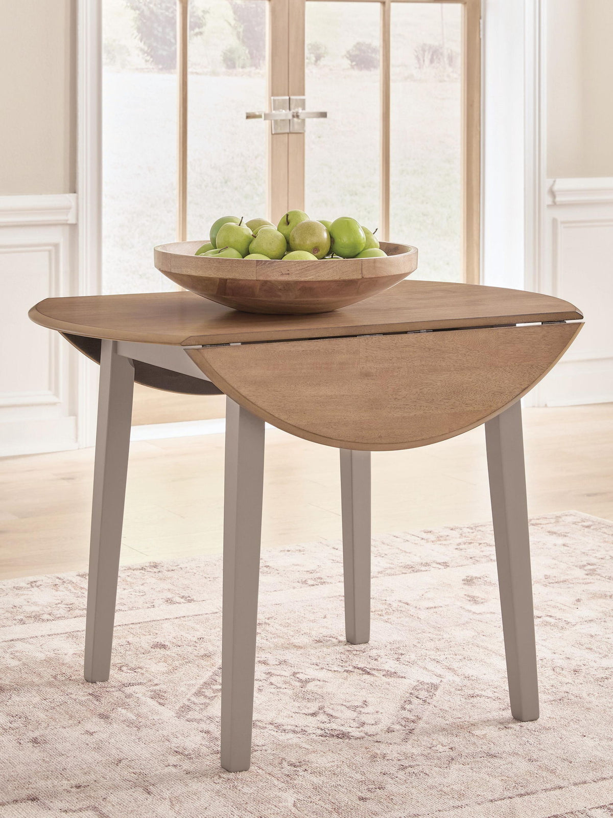 Harperfeld - Round Dining Room Drop Leaf Table - Natural / Gray by Ashley – view 3