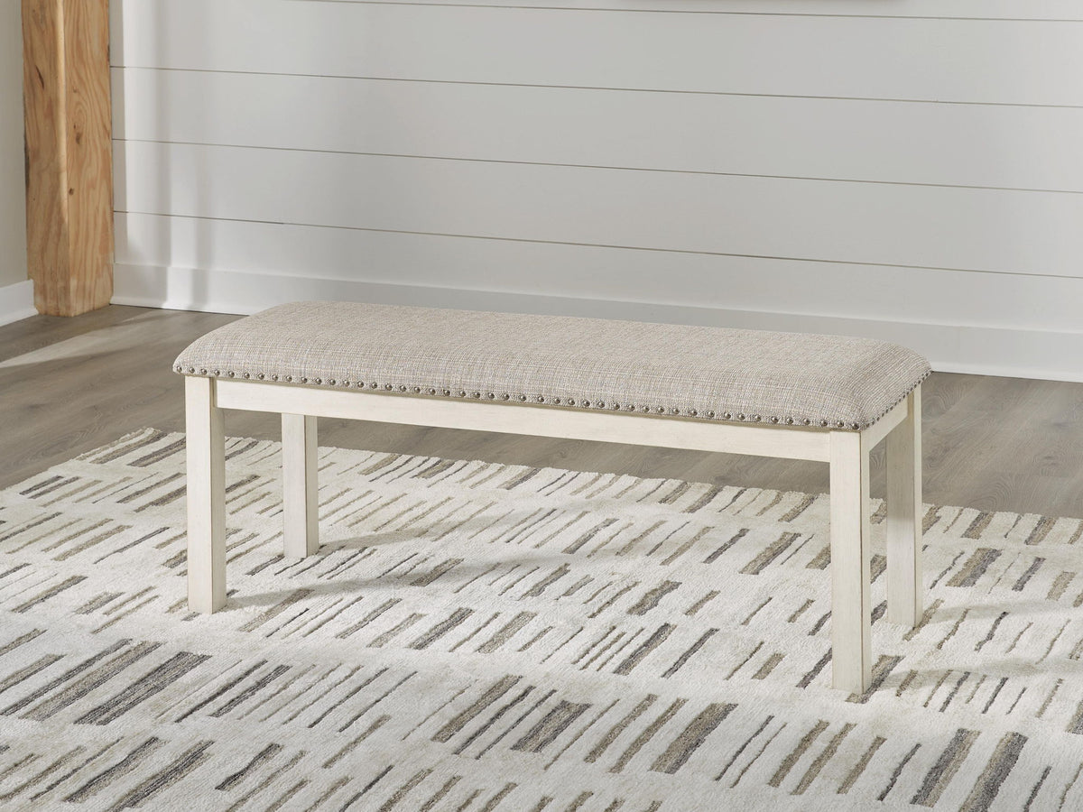 Robbinsdale - Large Upholstered Dining Room Bench - Antique White by Ashley – view 4