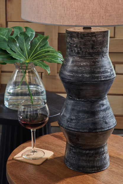 Kerbert - Terracotta Table Lamp - Distressed Black by Ashley – view 3