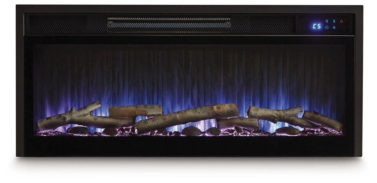 Entertainment Accessories - Fireplace Insert With Faux Birch Log Set - Black by Ashley – view 3