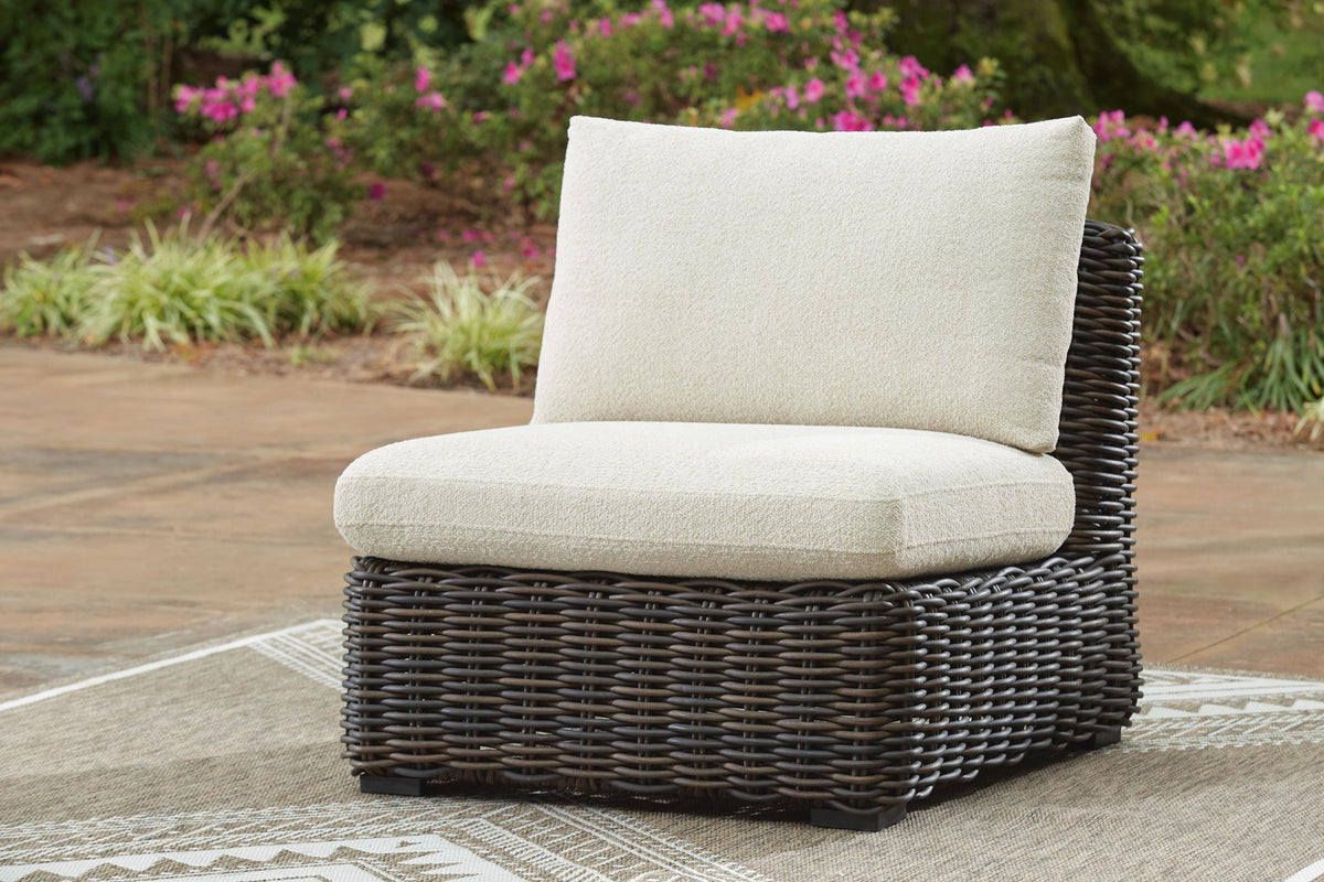 Kimora - 3-Piece Outdoor Sectional - Beige / Dark Brown by Ashley – view 4
