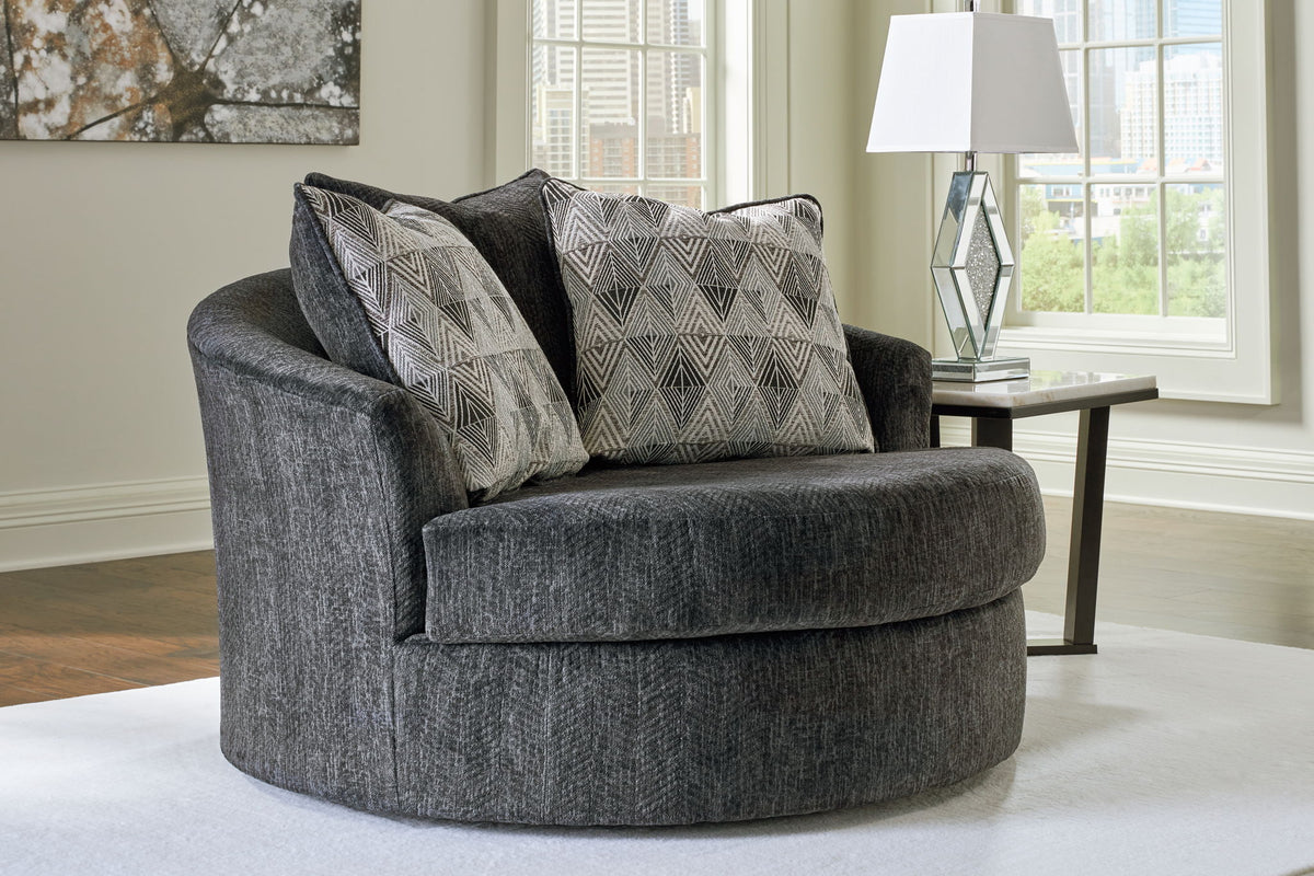 Biddeford - Oversized Swivel Accent Chair - Shadow by Ashley – view 3