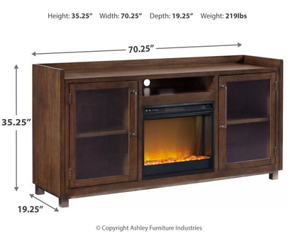 Starmore - 70" TV Stand With Glass/Stone Fireplace Insert - Brown by Ashley – view 3