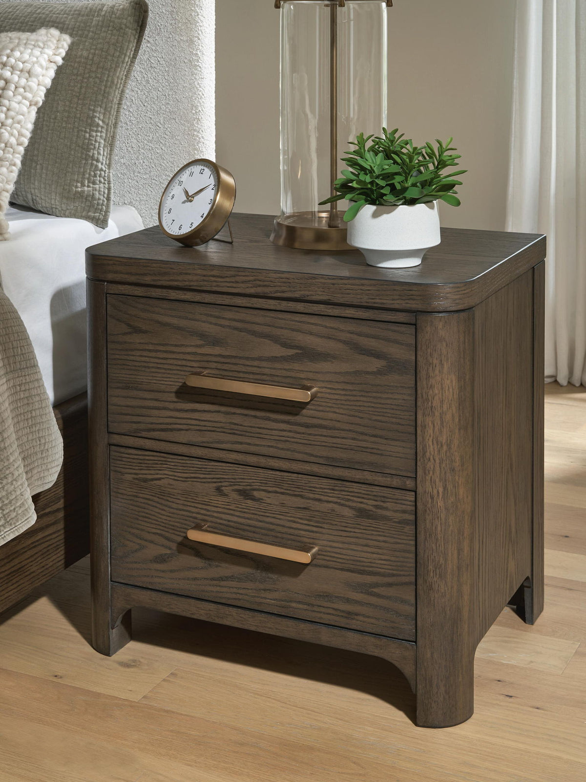 Radkin - Two Drawer Night Stand - Burnished Brown by Ashley – view 3