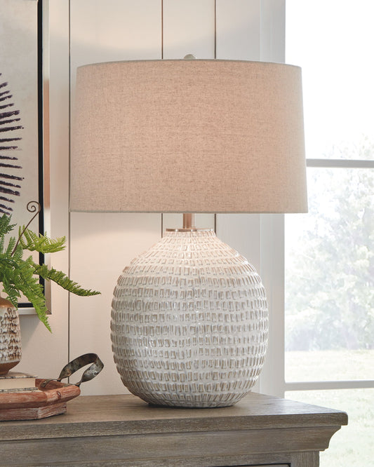 Jamon - Ceramic Table Lamp  - Beige by Ashley – view 2