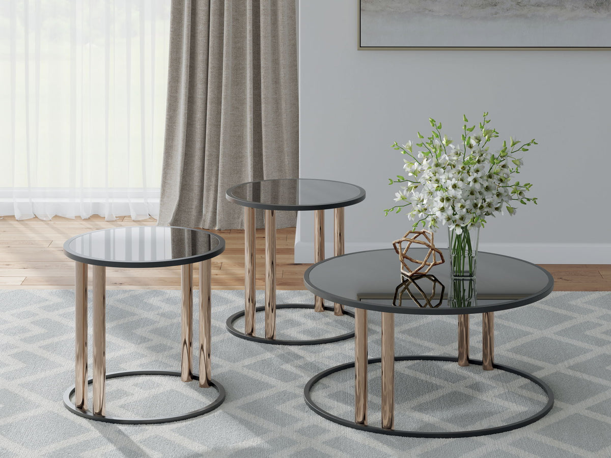Hannerly - Occasional Table Set (Set of 3) - Black / Gold Finish by Ashley – view 2