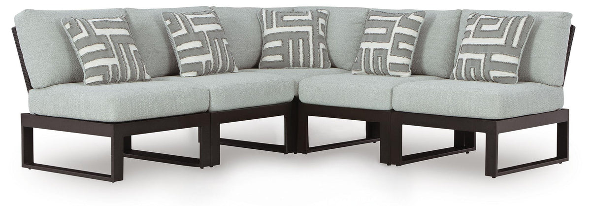 Beachloft - 5-Piece Outdoor Sectional - Black / Gray by Ashley – Stationary Sectionals