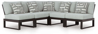 Beachloft - 5-Piece Outdoor Sectional - Black / Gray by Ashley – Stationary Sectionals