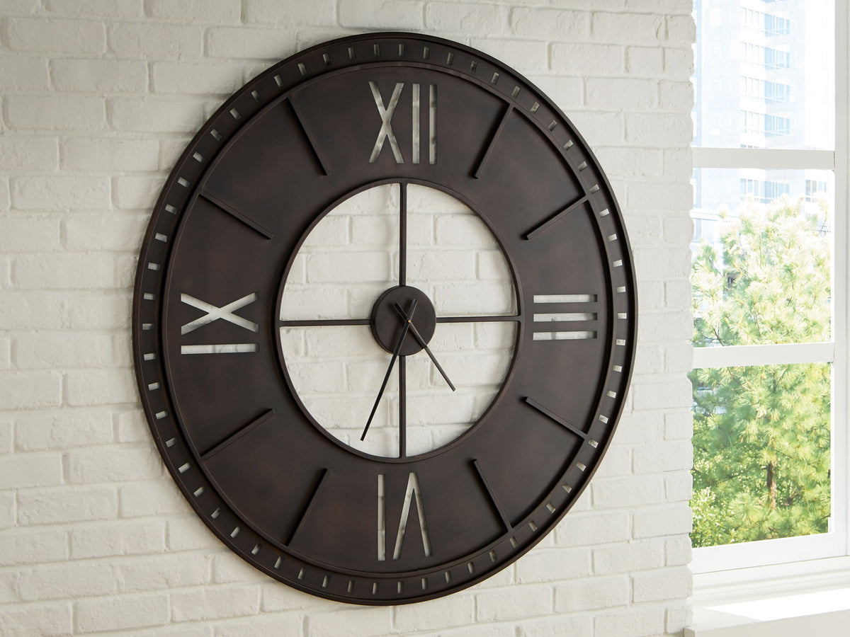 Lytle - Wall Clock - Antique Brown by Ashley – view 2
