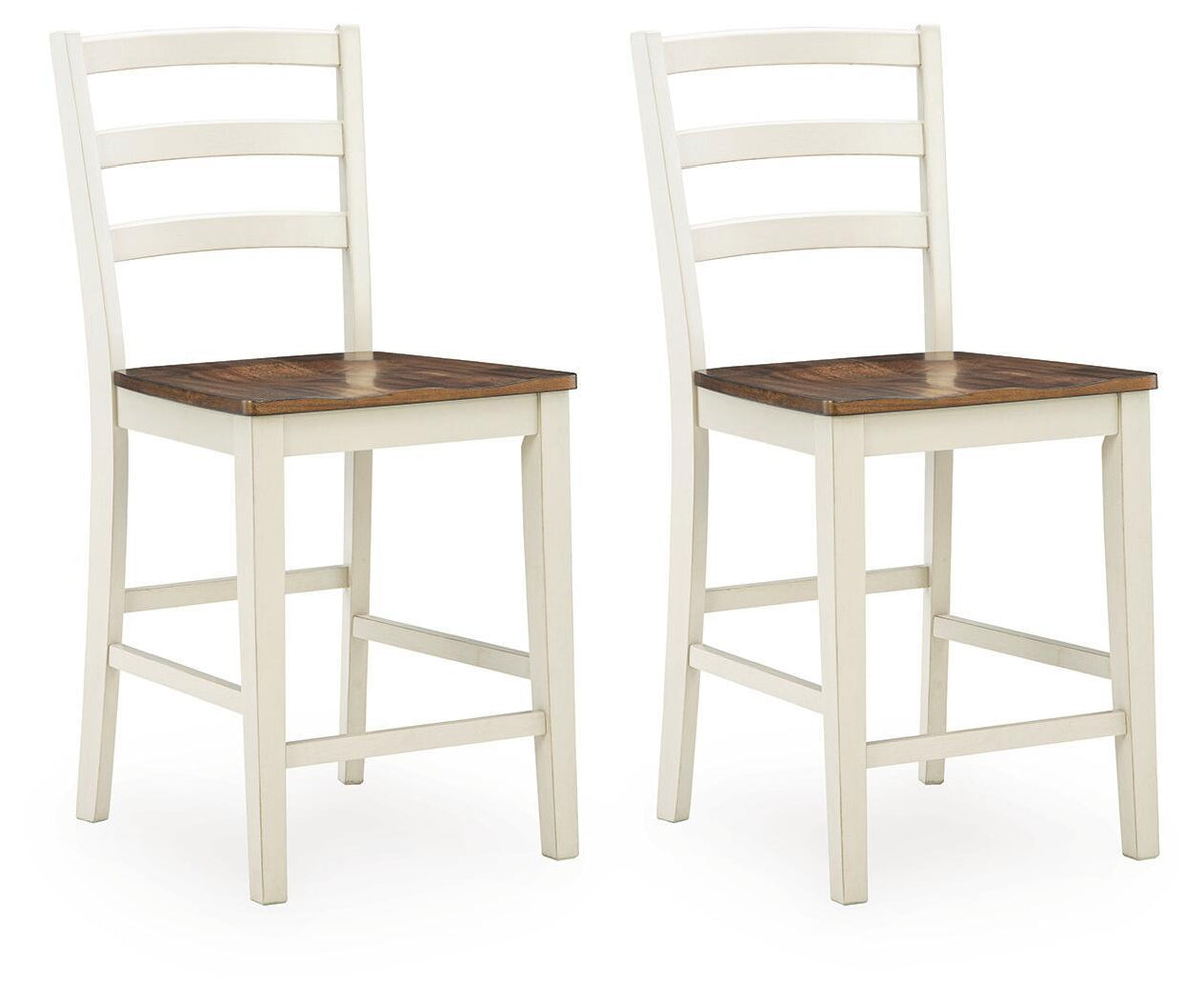 Brinfern - Barstool (Set of 2) - Brown / Antique White by Ashley – Stool Sets