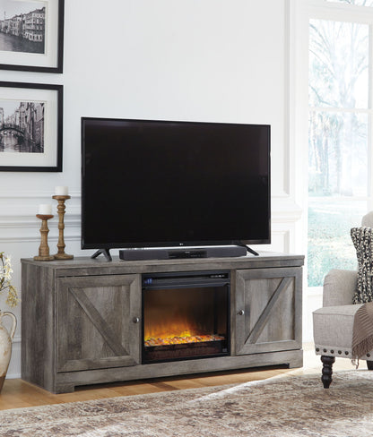 Wynnlow - 63" TV Stand With Glass/Stone Fireplace Insert - Gray by Ashley – view 3