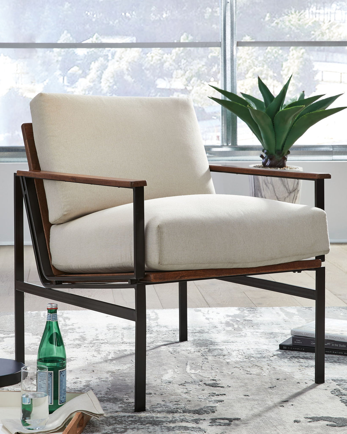 Tilden - Accent Chair - Ivory / Brown by Ashley – view 3