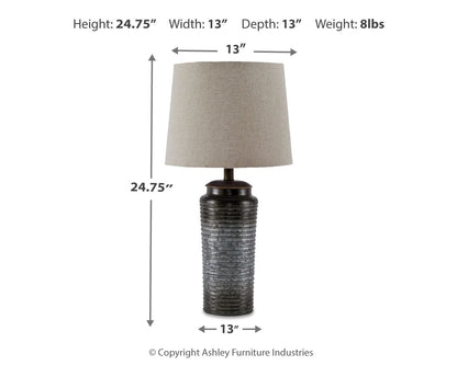 Norbert - Metal Table Lamp (Set of 2) - Gray by Ashley – view 4