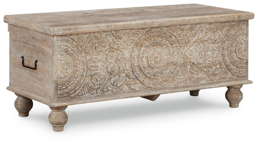 Fossil Ridge - Storage Bench - Beige by Ashley – Storage Benches