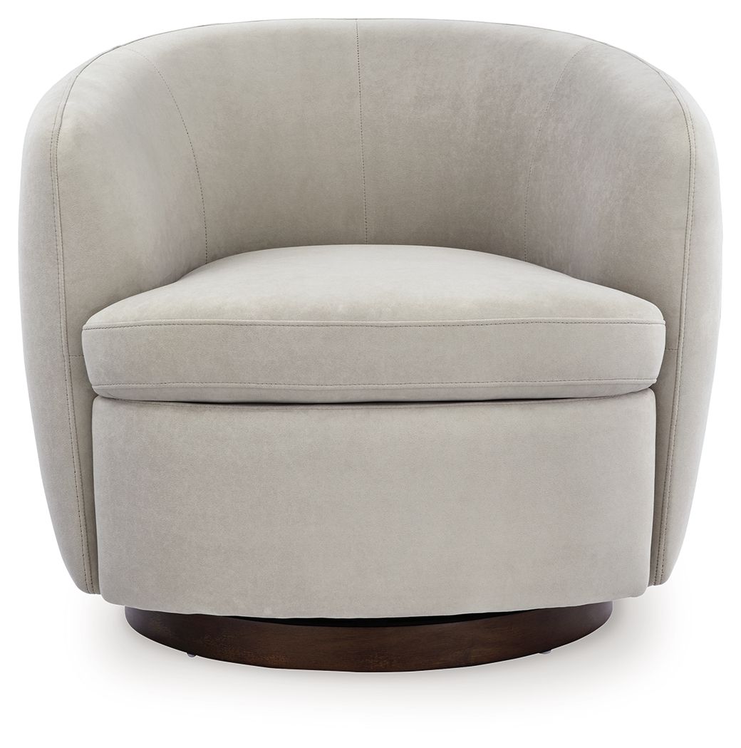 Annbury - Swivel Accent Chair - Light Beige by Ashley – view 2
