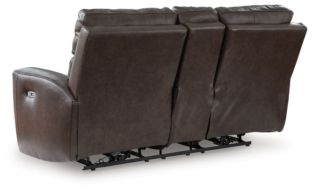 Crossplex - Power Reclining Loveseat / Console / Adjustable Headrest - Smoke by Ashley – view 3