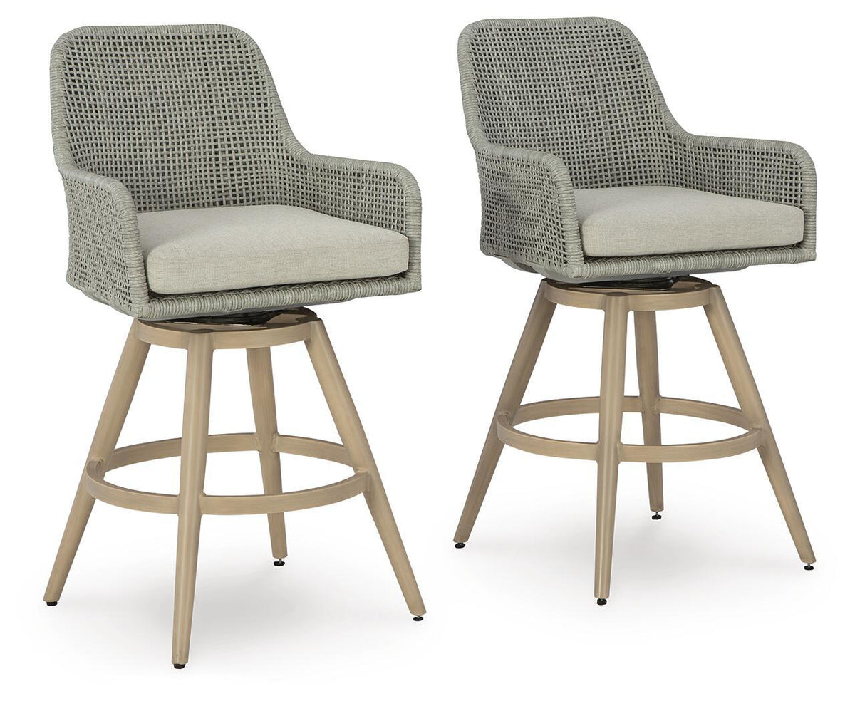 Seton Creek - Barstool With Cushion (Set of 2) - Beige / Gray