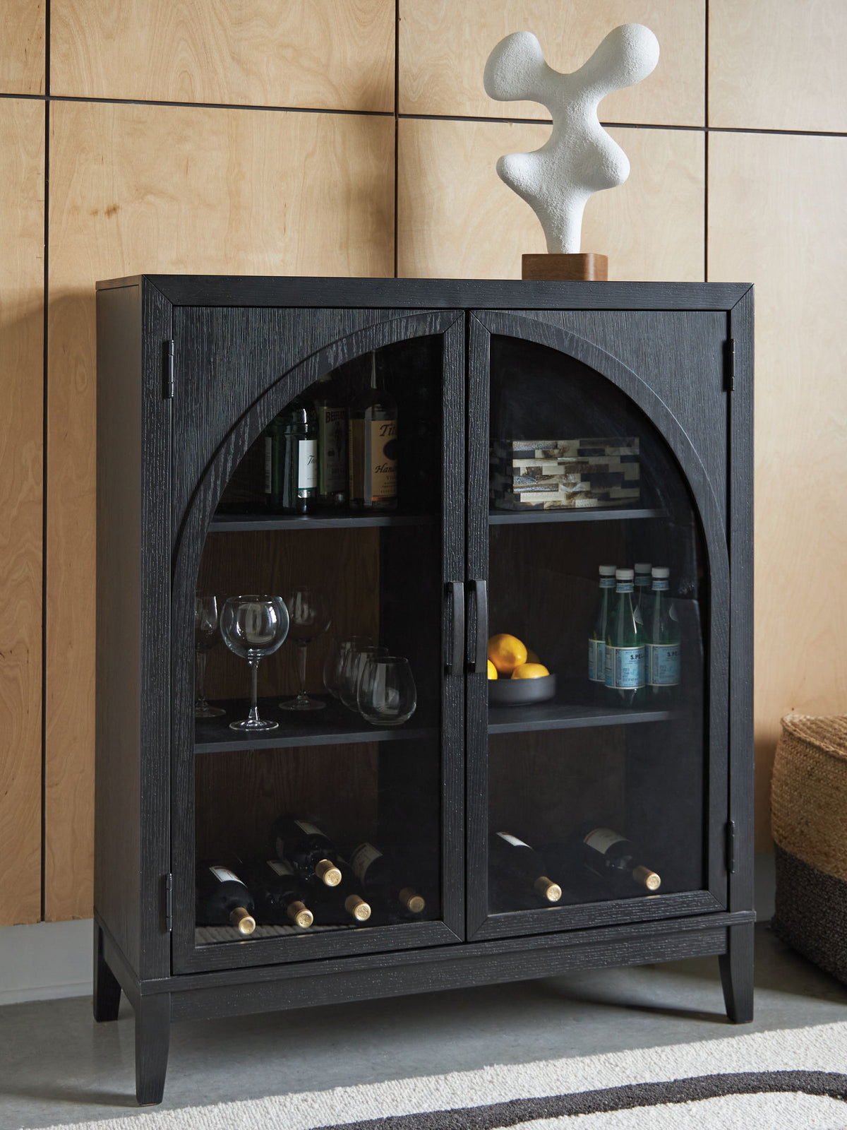 Armenleigh - Bar Cabinet - Black / Brown by Ashley – view 3
