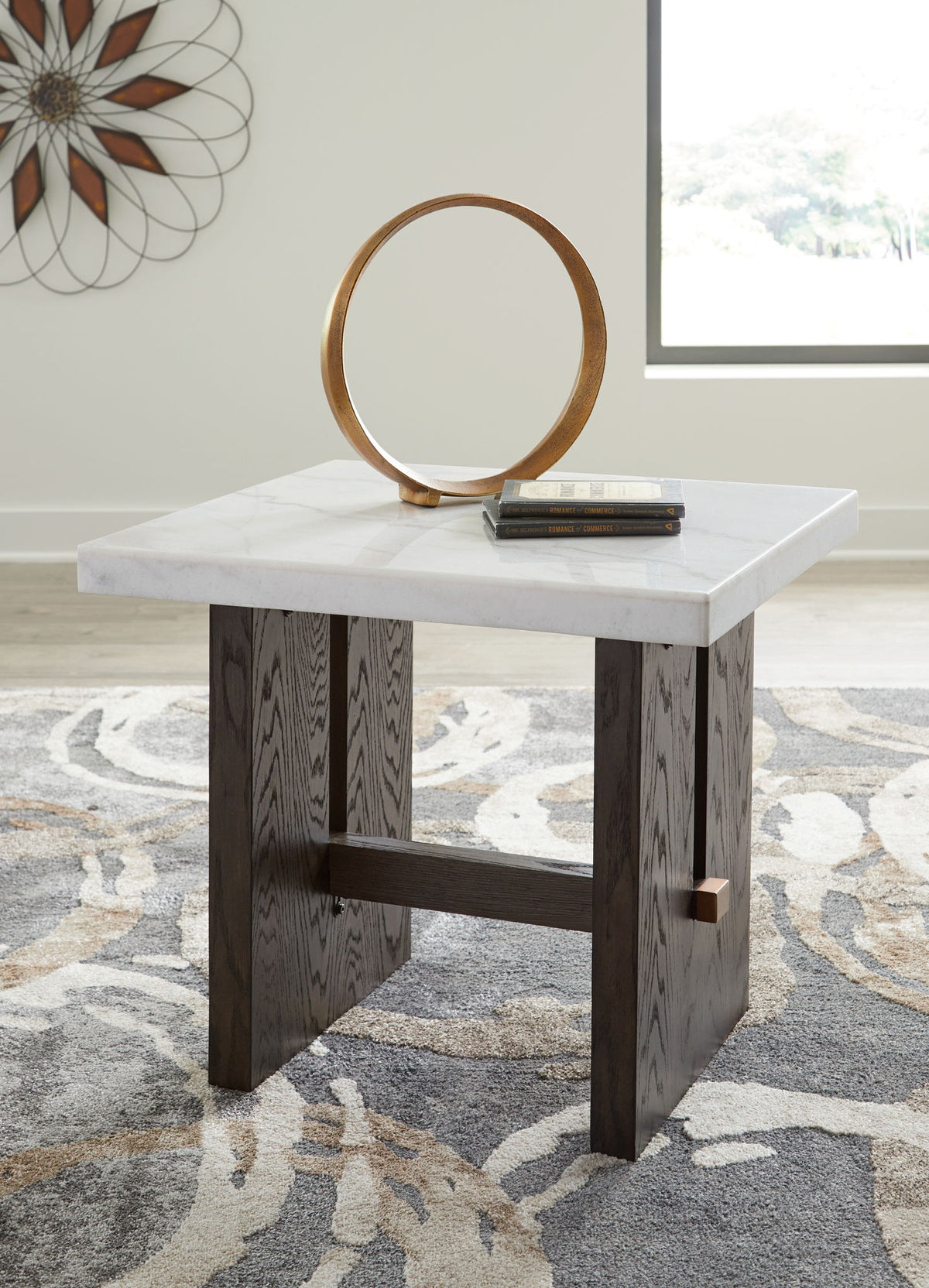 Burkhaus - Rectangular End Table - White / Dark Brown by Ashley – view 3