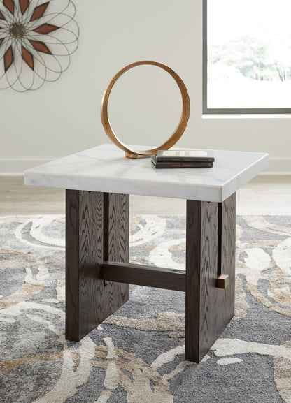 Burkhaus - Rectangular End Table - White / Dark Brown by Ashley – view 3