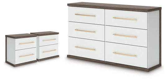 Kendanport - 3 Pc. - Dresser And 2 Nightstands - Brown / White – 3 Piece Bedroom Sets