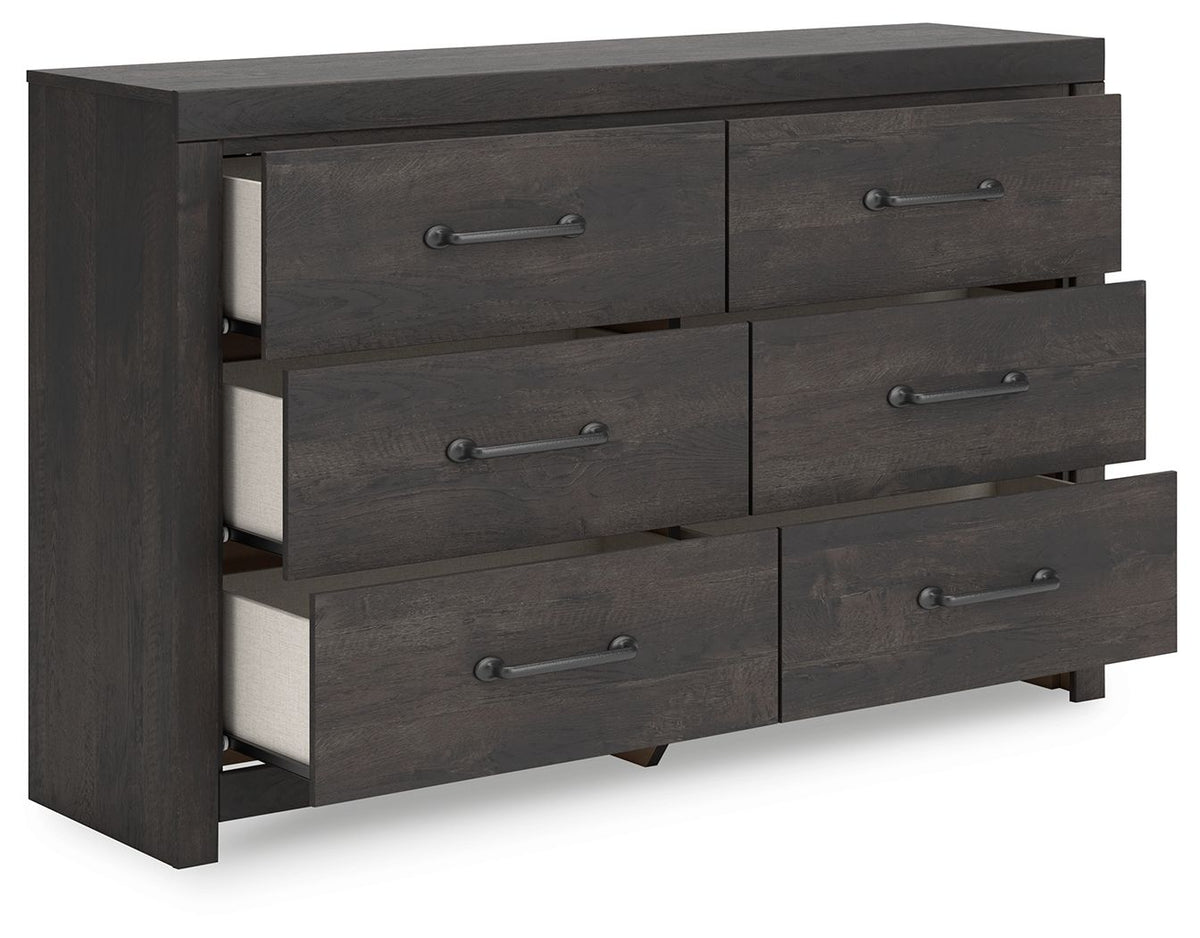 Hollivern - Six Drawer Dresser - Dark Gray by Ashley – view 3