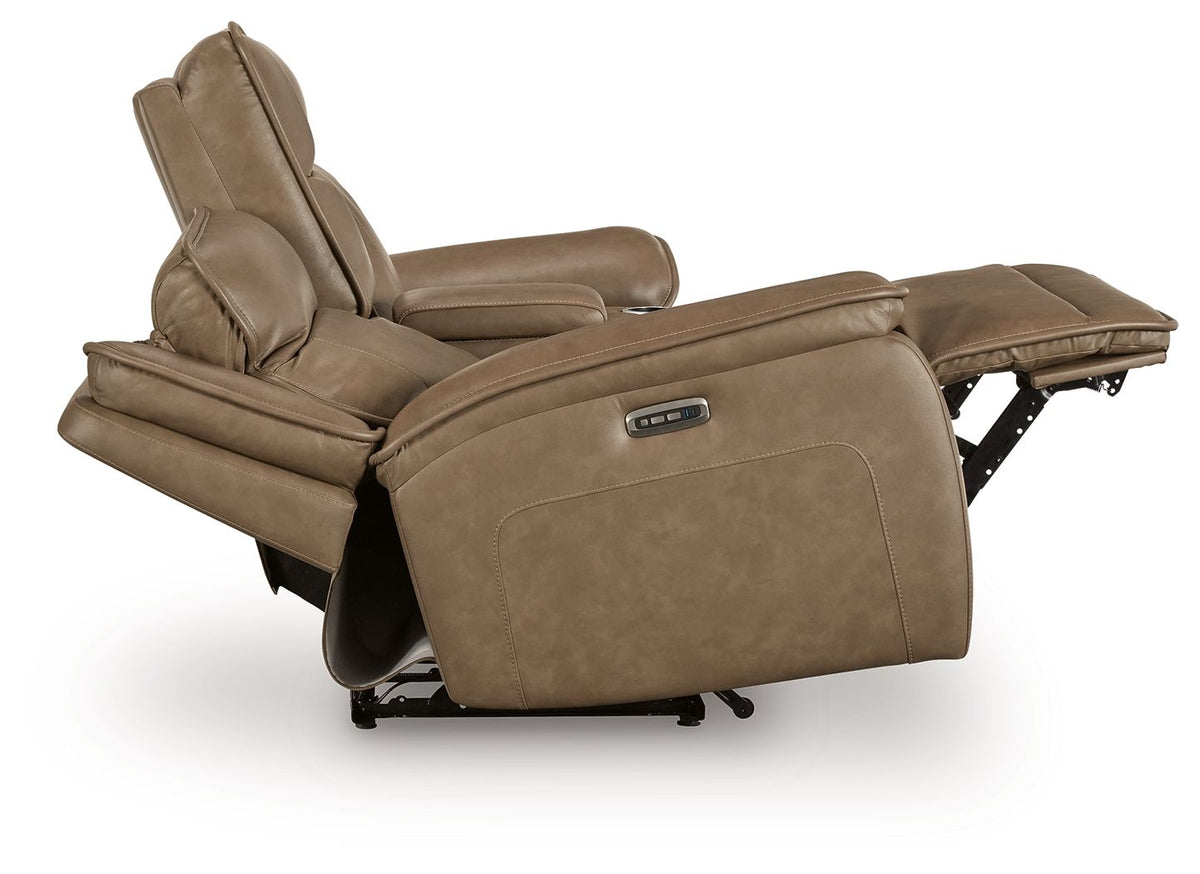 Glencroft - Power Reclining Loveseat With Console / Adjustable Headrest - Sahara by Ashley – view 4
