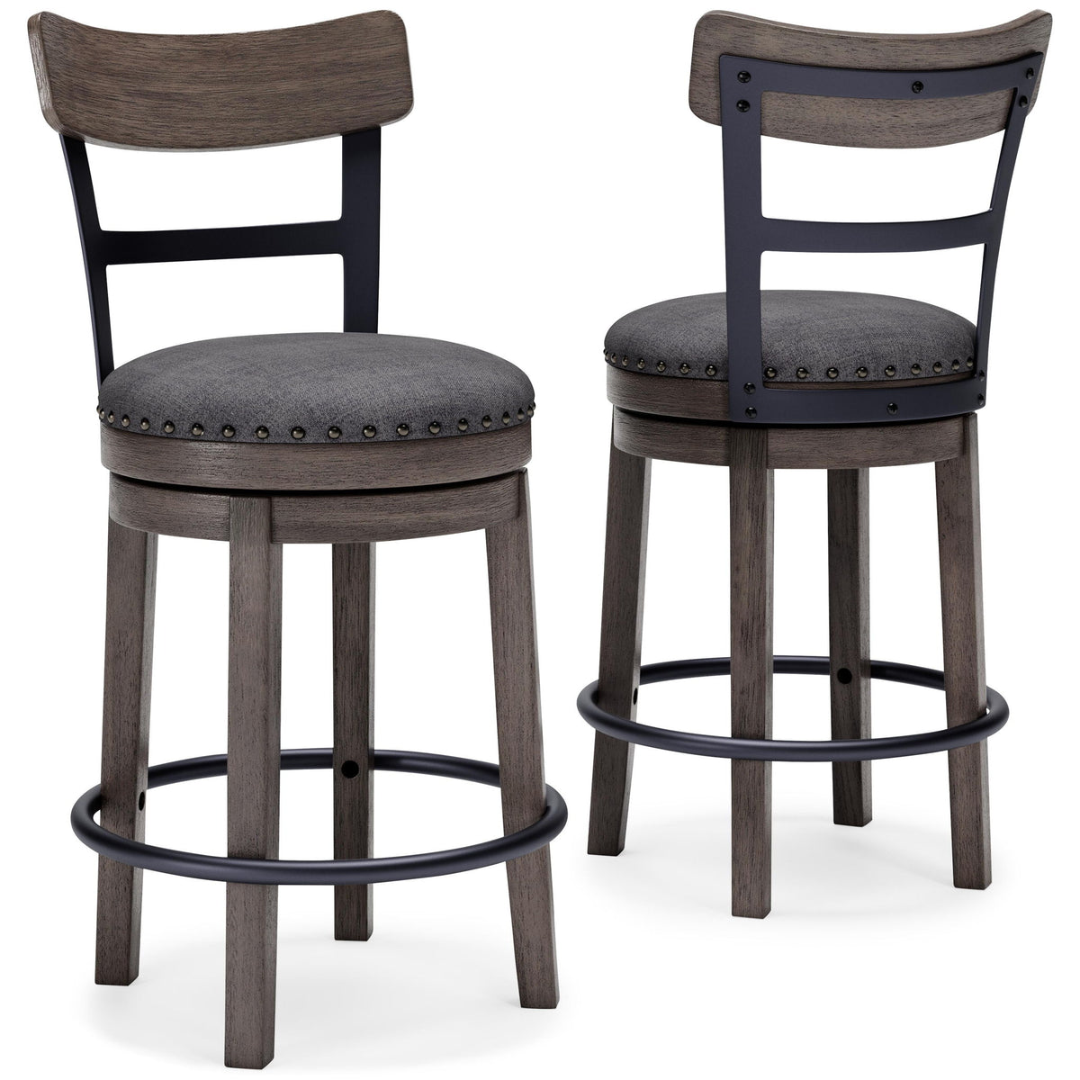 Caitbrook - UPH Swivel Barstool - Gray by Ashley – view 2