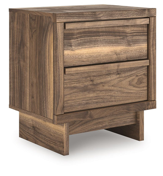 Chirason - Two Drawer Night Stand - Brown by Ashley – Nightstands w/ Charging Stations
