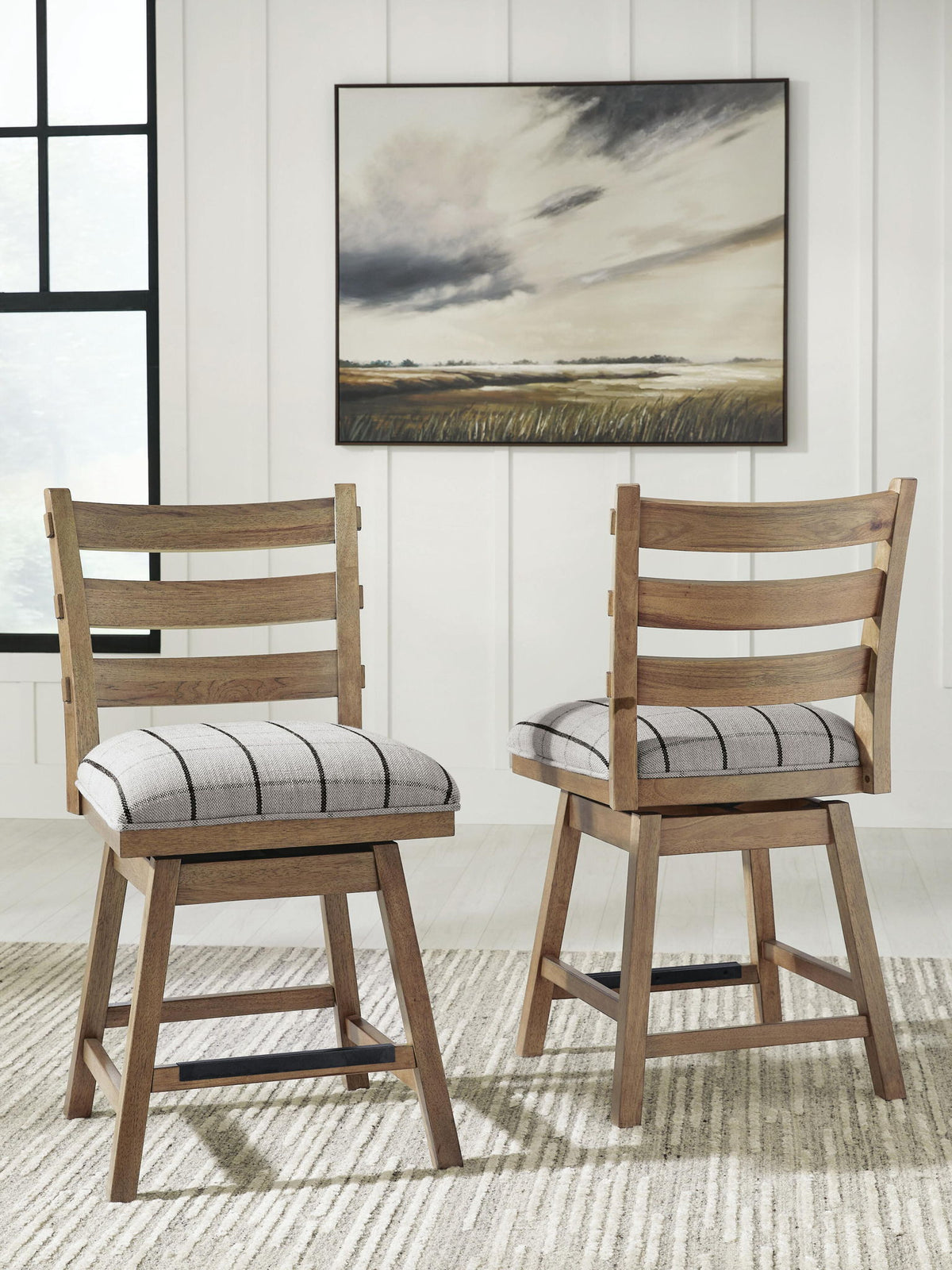 Ridgester - Upholstered Swivel Barstool (Set of 2) - Light Brown – view 3
