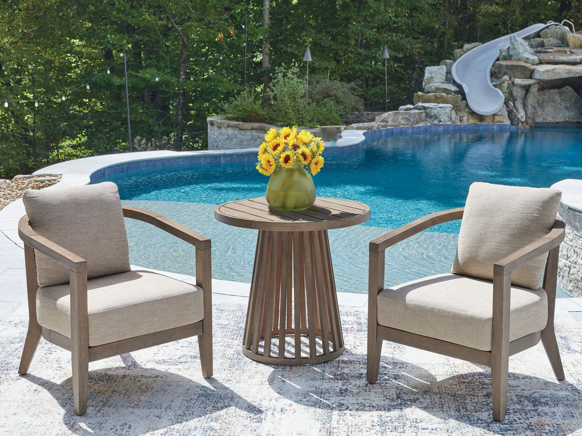Joy Lagoon - Outdoor Chairs With Cushions/Table (Set of 3) - Beige by Ashley – view 4