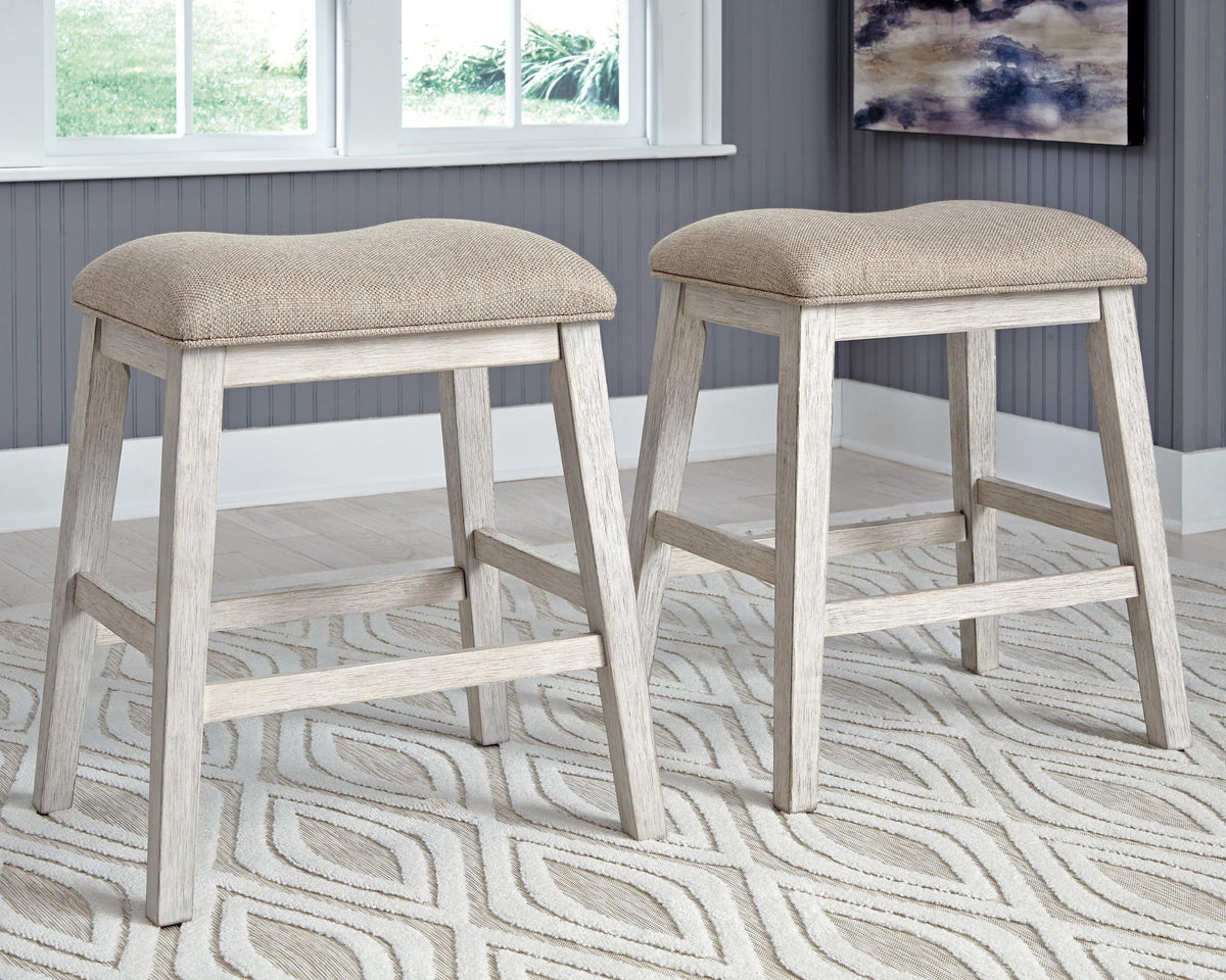 Skempton - Upholstered Stool (Set of 2) - White by Ashley – view 2