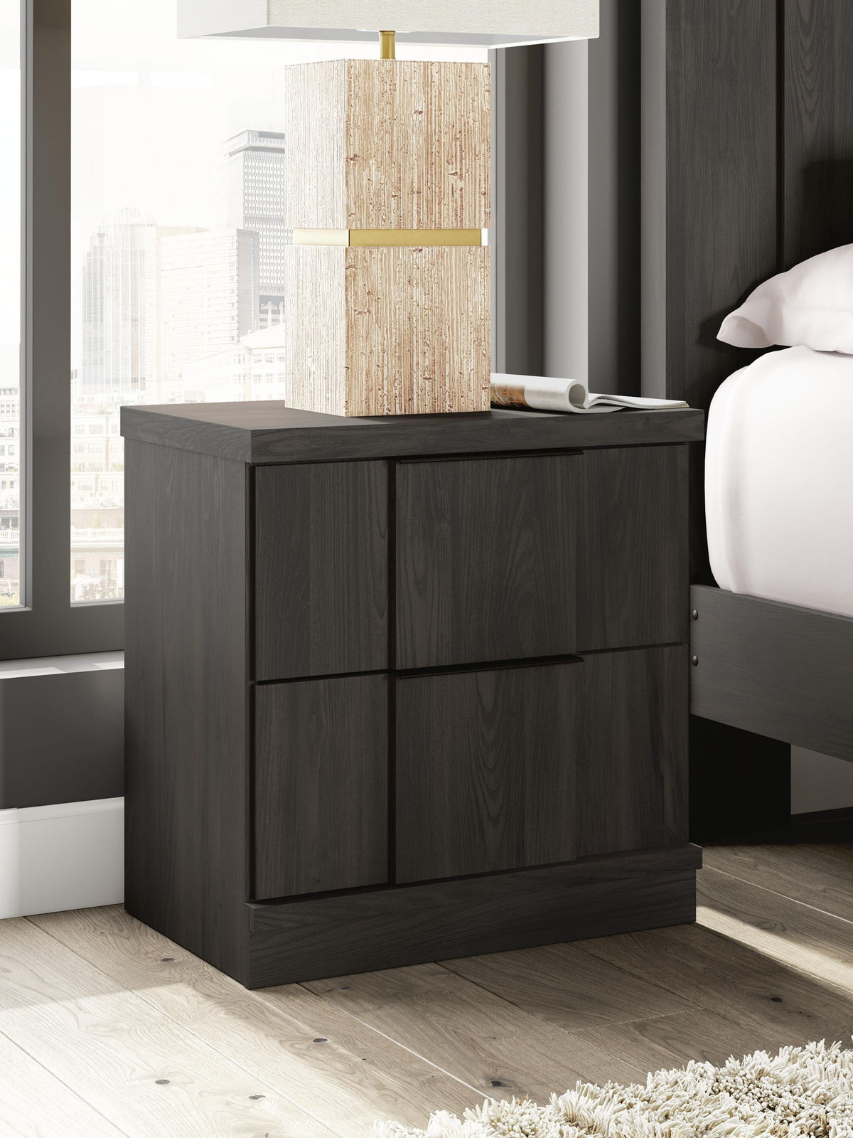 Shaehartin - Two Drawer Night Stand - Dark Brown by Ashley – view 3
