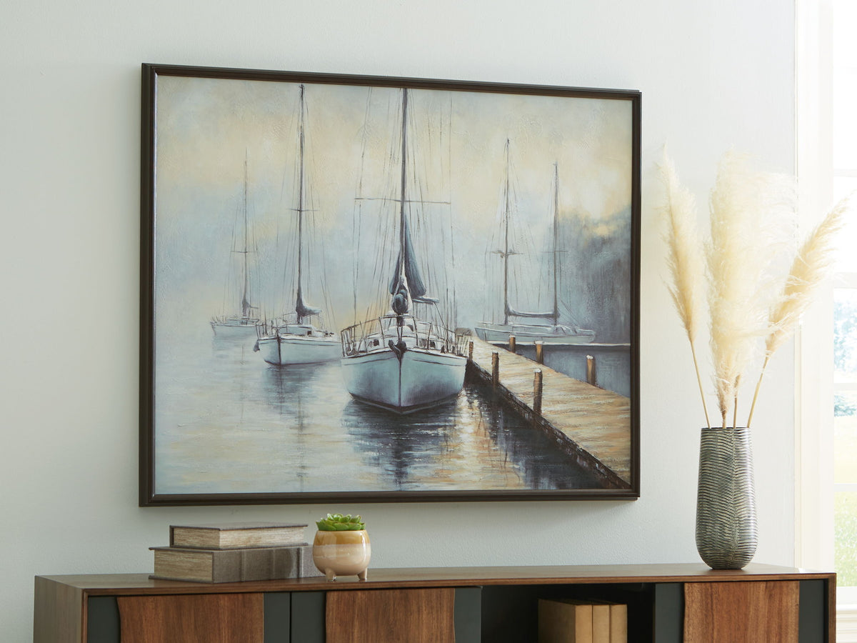 Worthney - Wall Art - Blue / White / Brown by Ashley – view 4
