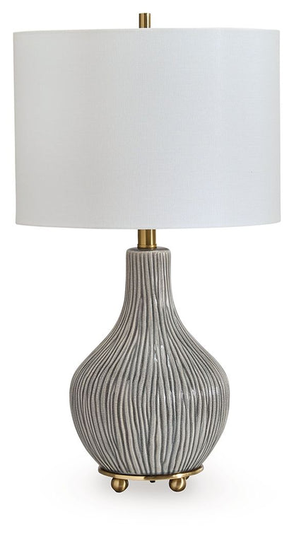 Judlen - Ceramic Table Lamp - Gray / Gold Finish by Ashley – Table Lamps
