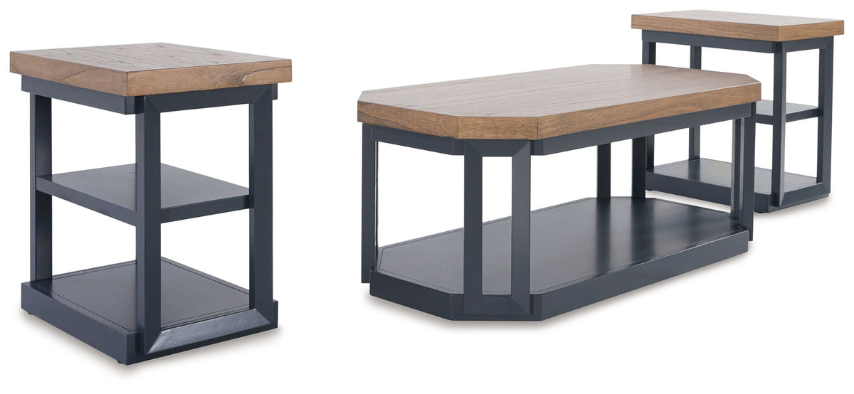 Landocken - Occasional Table Set (Set of 3) - Brown / Blue by Ashley – Table Sets