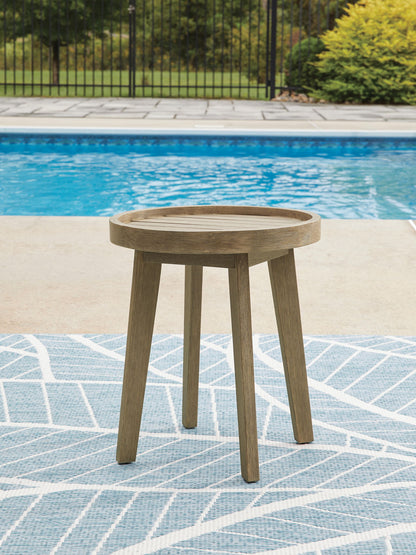 Marina Sun - Round End Table - Beige by Ashley – view 3