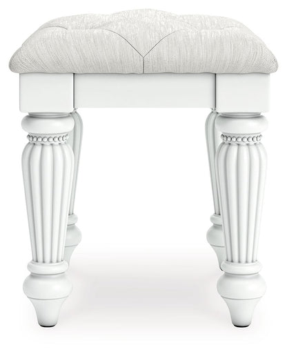 Kozlani - Vanity Upholstered Stool - White by Ashley – view 4
