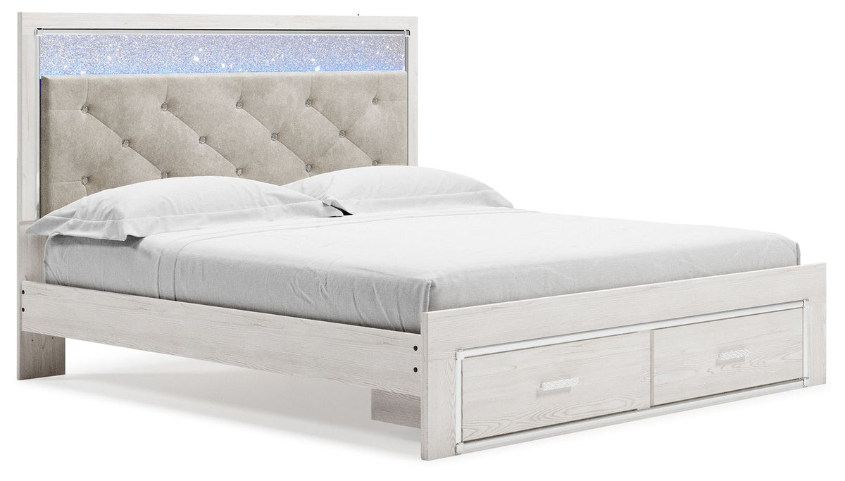 Altyra - King Upholstered Storage Bed - White by Ashley – Storage Beds