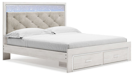 Altyra - King Upholstered Storage Bed - White by Ashley – Storage Beds