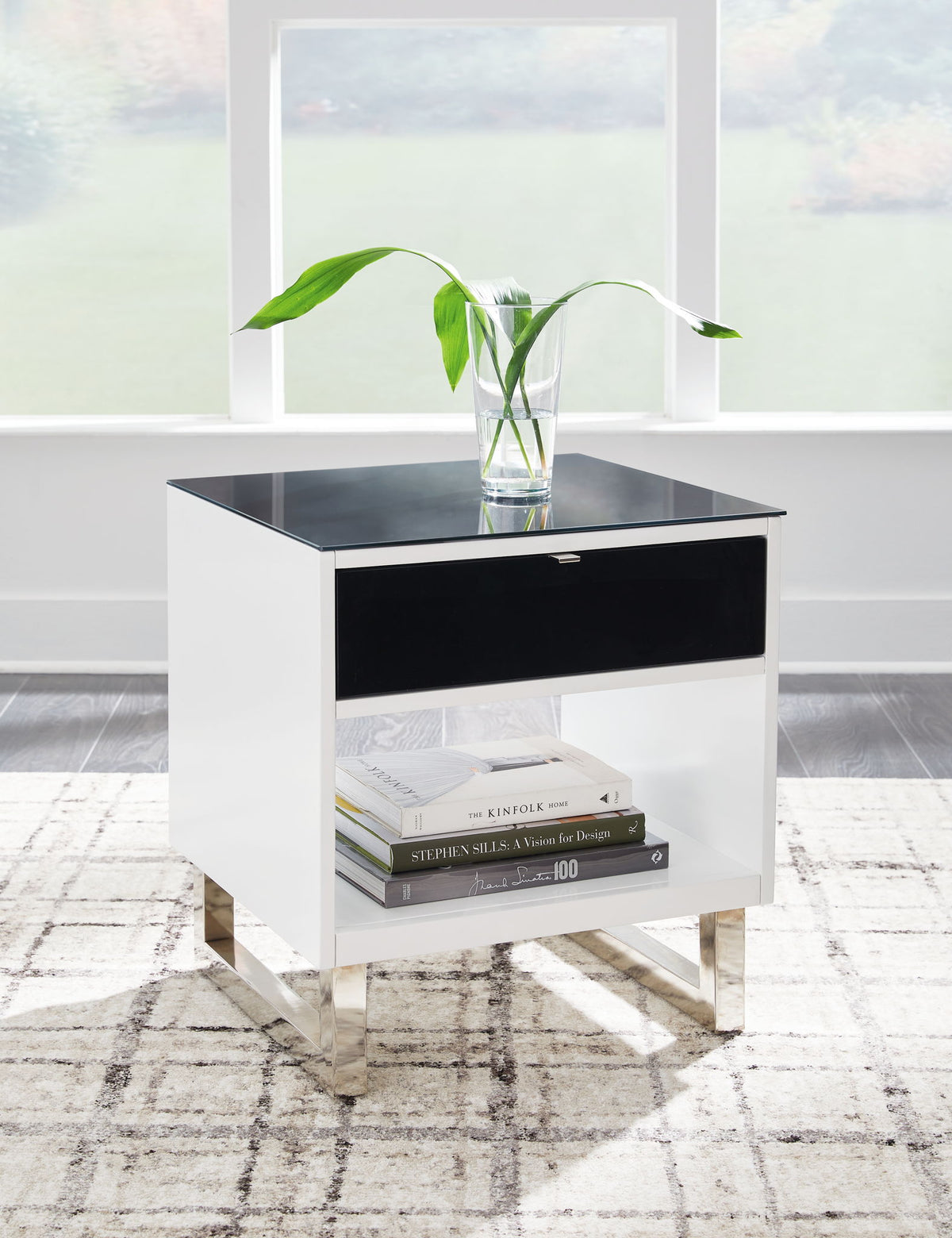 Gardoni - Rectangular End Table - White / Black by Ashley – view 4