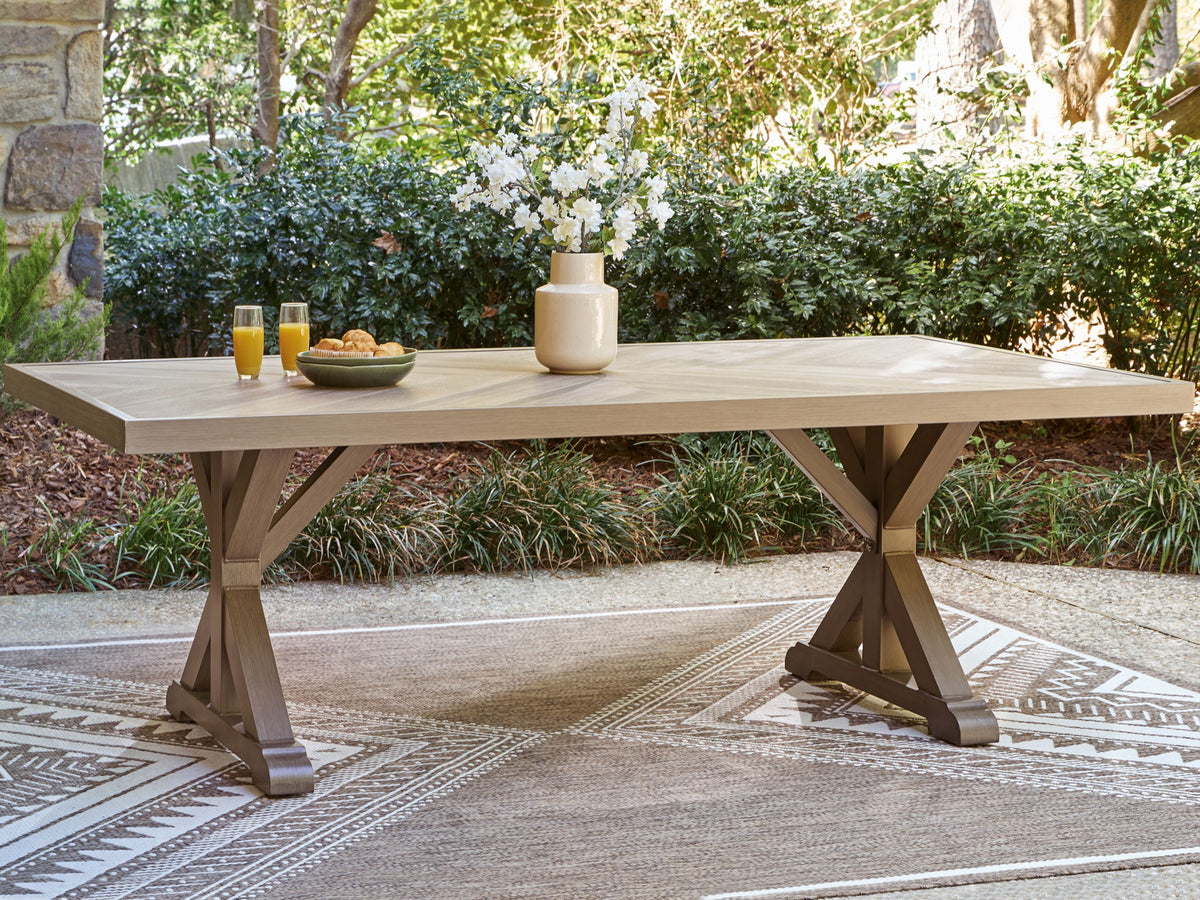 Laguna Heights - Rectangular Dining Table With Umbrella Option - Beige by Ashley – view 3